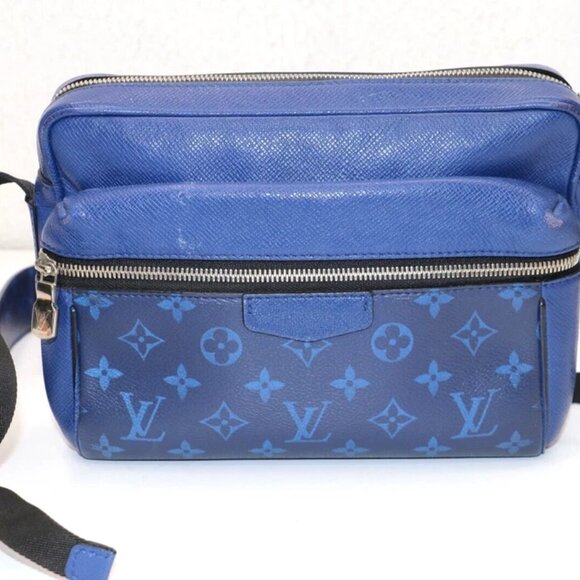 Louis Vuitton Cobalt Blue Taiga Leather Monogram Canvas Outdoor Messenger Bag - Picture 1 of 15